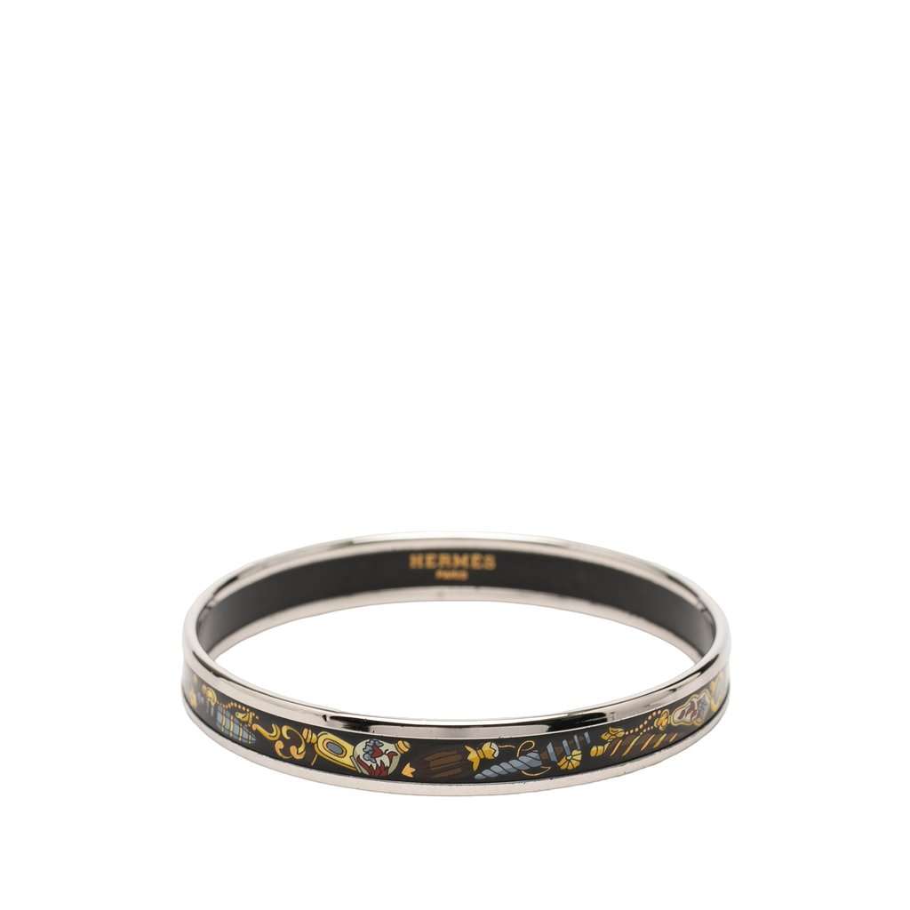 Hermès Narrow Qu Importe Le Flacon Enamel Bangle 62 Black Very good condition - Front View