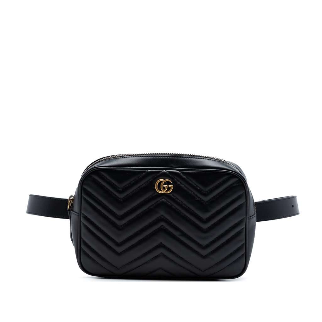 Gucci GG Marmont Square Matelasse Leather Belt Bag Black Leather Very good condition - Front View