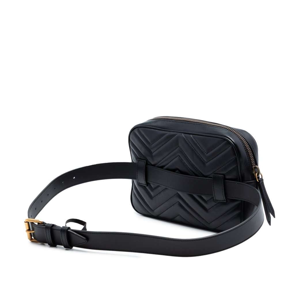 Gucci GG Marmont Square Matelasse Leather Belt Bag Black Leather Very good condition - Back View