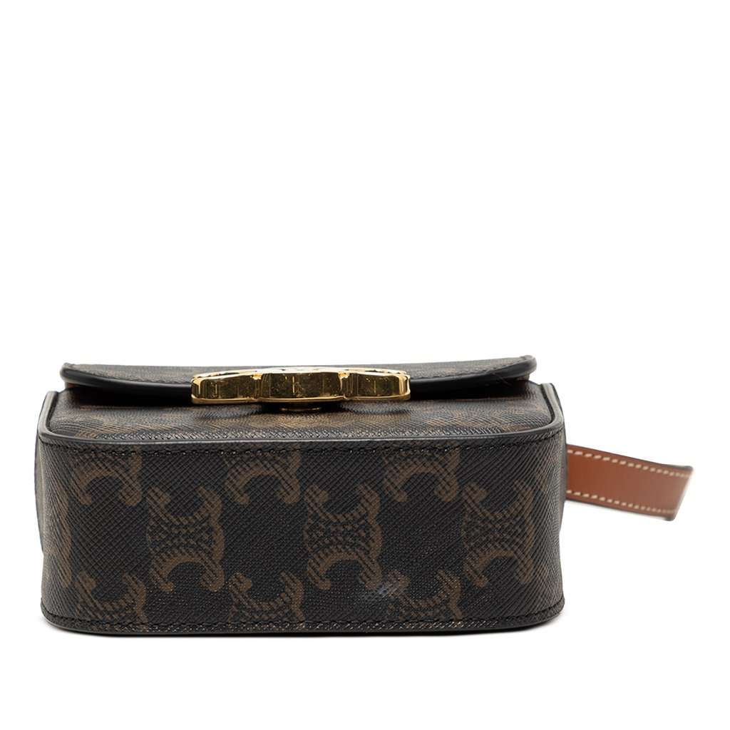 Celine Mini Triomphe Coated Canvas Claude Crossbody Brown Very good condition - Inside View