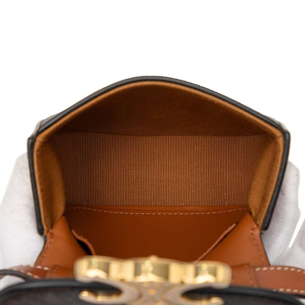 Celine Mini Triomphe Coated Canvas Claude Crossbody Brown Very good condition - Model View