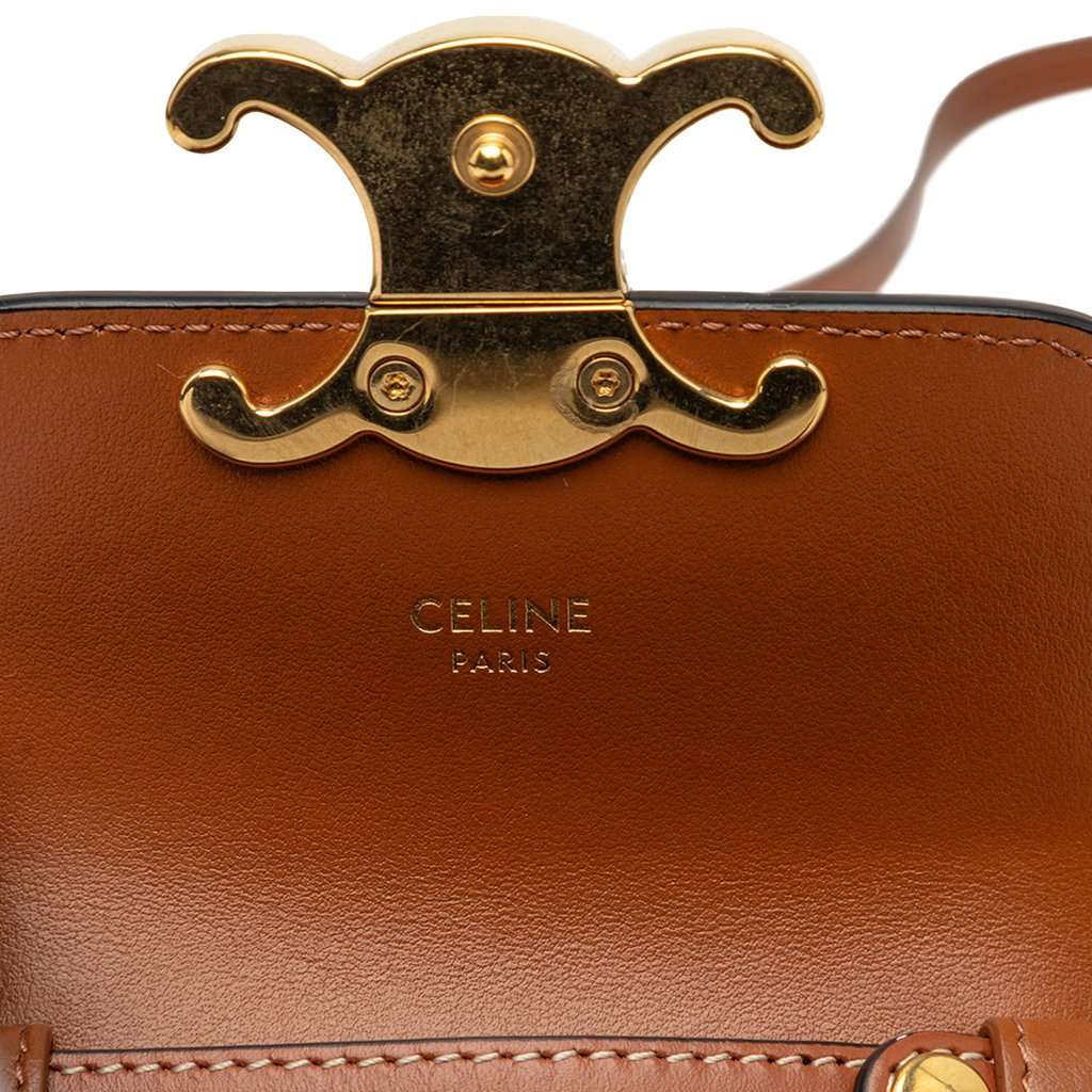 Celine Mini Triomphe Coated Canvas Claude Crossbody Brown Very good condition - Box View