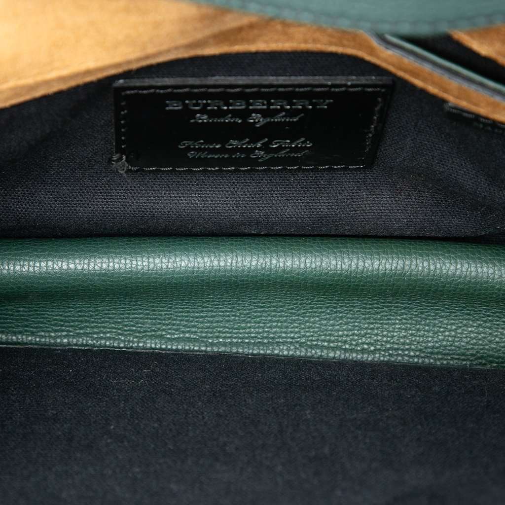Burberry Small Leather and House Check Canvas Derby Macken Crossbody Green Leather Very good - Model View