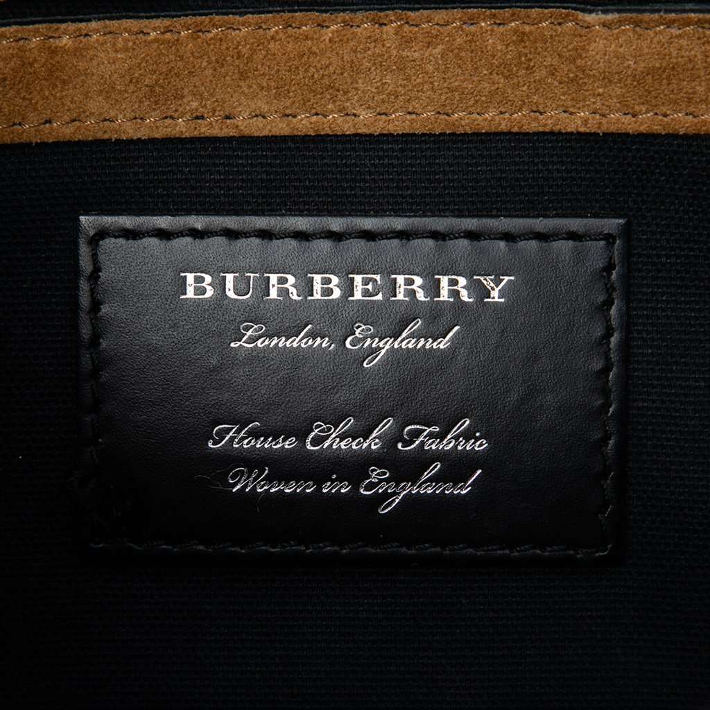 Burberry Small Leather and House Check Canvas Derby Macken Crossbody Green Leather Very good - Box View