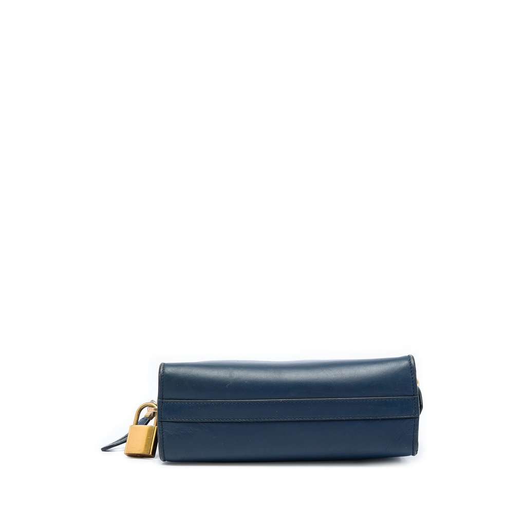 Prada Medium Saffiano Trimmed City Calf Greca Esplanade Crossbody Blue Leather Very good - Inside View