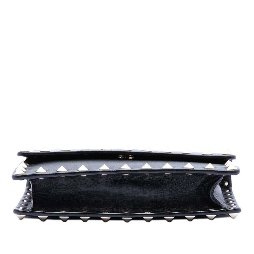 Valentino Leather Rockstud Clutch on Chain Black Leather Very good condition - Inside View