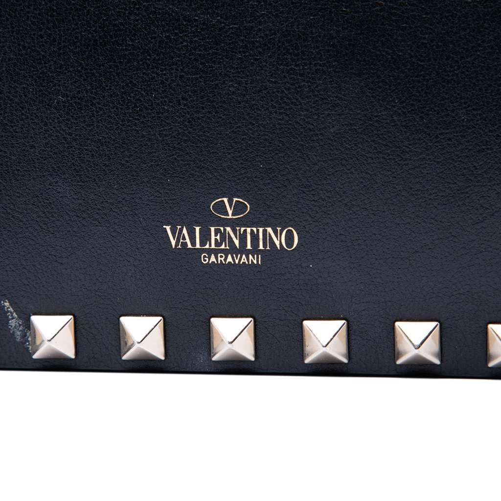 Valentino Leather Rockstud Clutch on Chain Black Leather Very good condition - Box View
