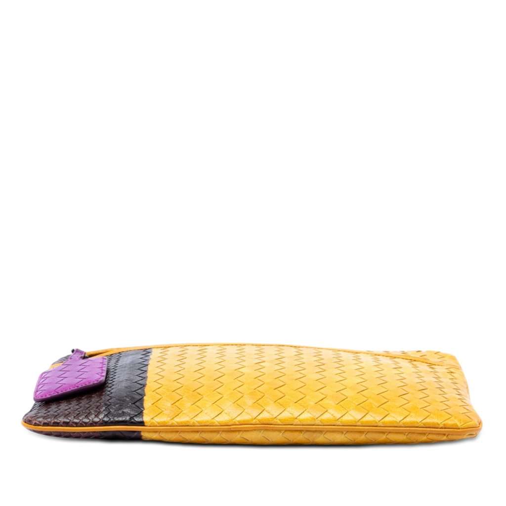 Bottega Veneta Multicolor Nappa Intrecciato Clutch Yellow Leather Very good - Inside View