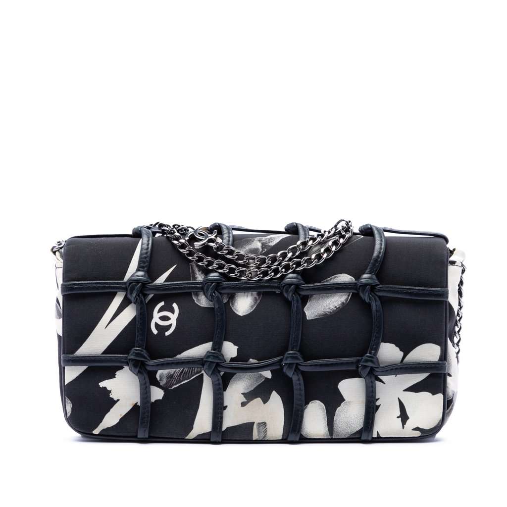 Chanel Small Silk and Lambskin Net Tahiti Flap Black Very good - Front View