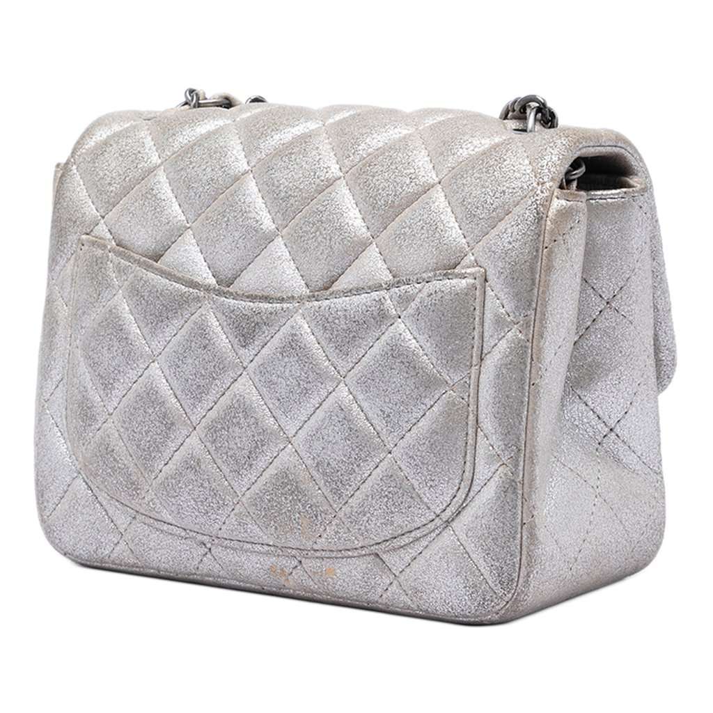 Chanel Mini Square Classic Metallic Lambskin Single Flap Brown Leather Very good condition - Back View