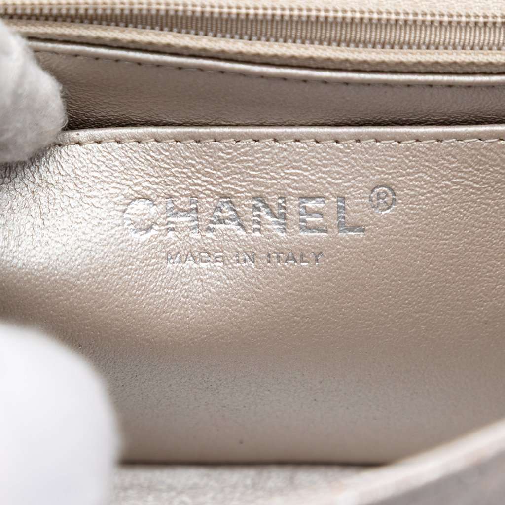 Chanel Mini Square Classic Metallic Lambskin Single Flap Brown Leather Very good condition - Box View