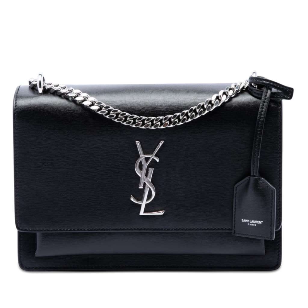 Saint Laurent Medium Calfskin Monogram Sunset Crossbody Black Leather Very good - Front View