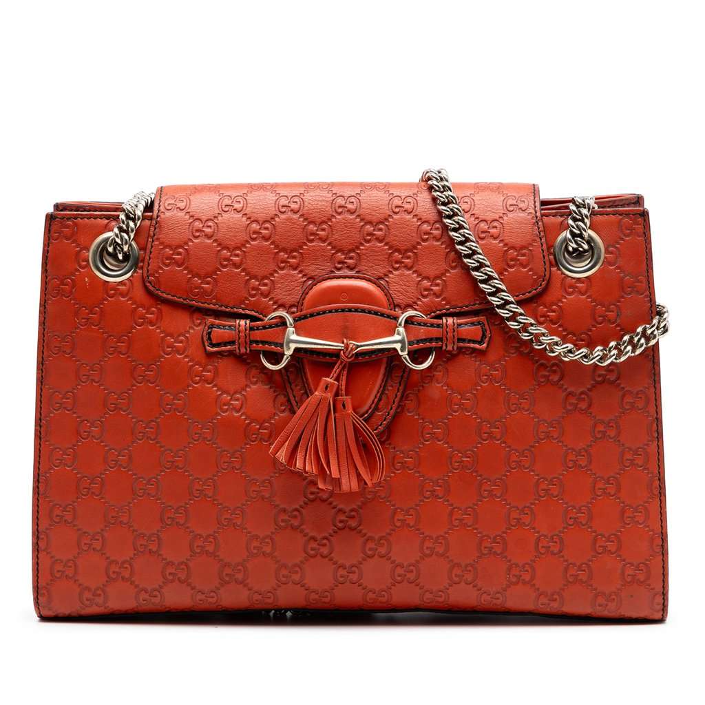 Gucci Large Guccissima Emily Shoulder Bag Orange Leather Very good - Front View