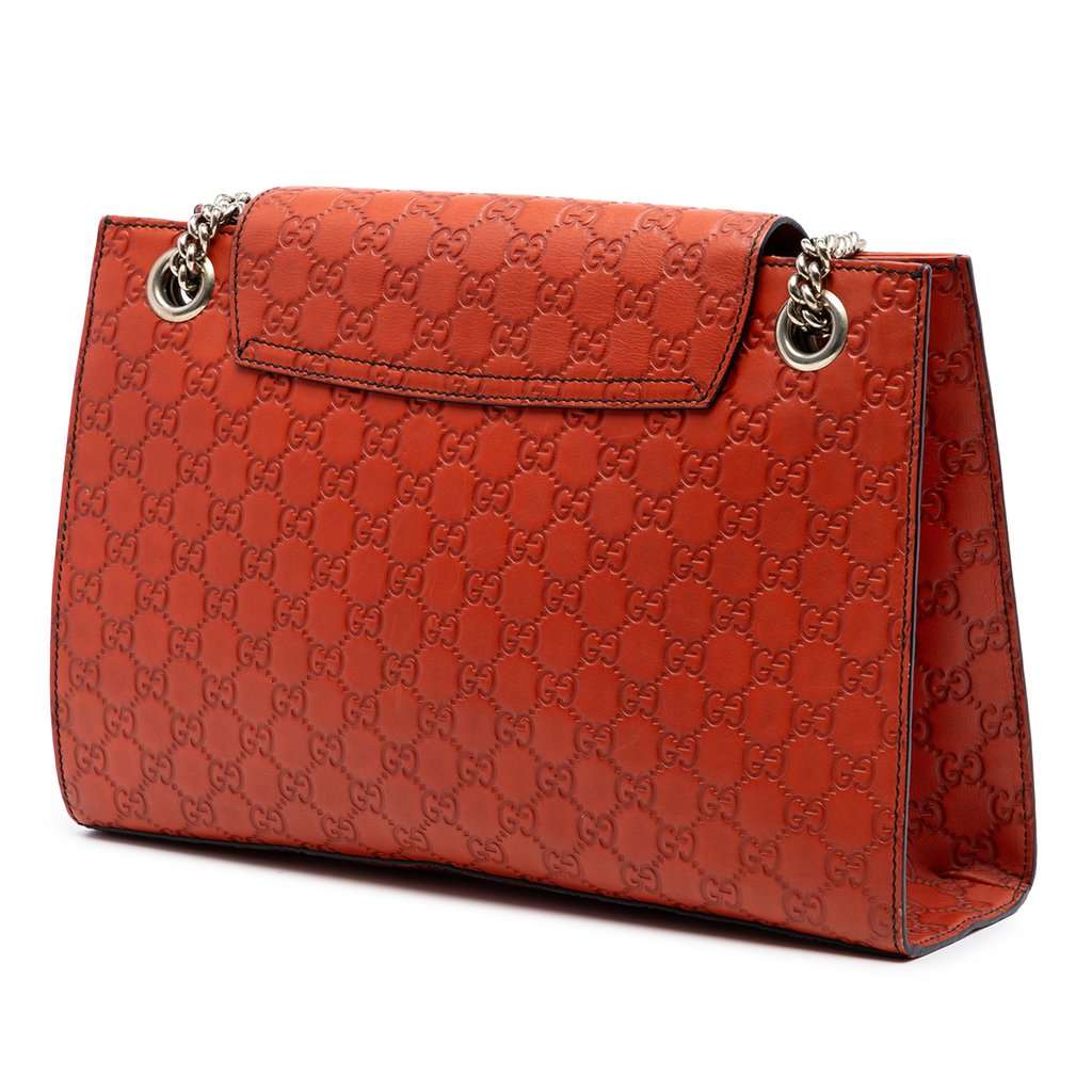 Gucci Large Guccissima Emily Shoulder Bag Orange Leather Very good - Back View