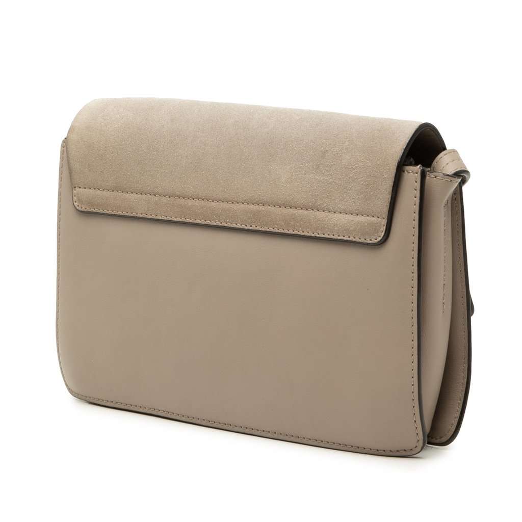 Chloé Small Suede and Calfskin Faye Crossbody Brown Leather Very good condition - Back View