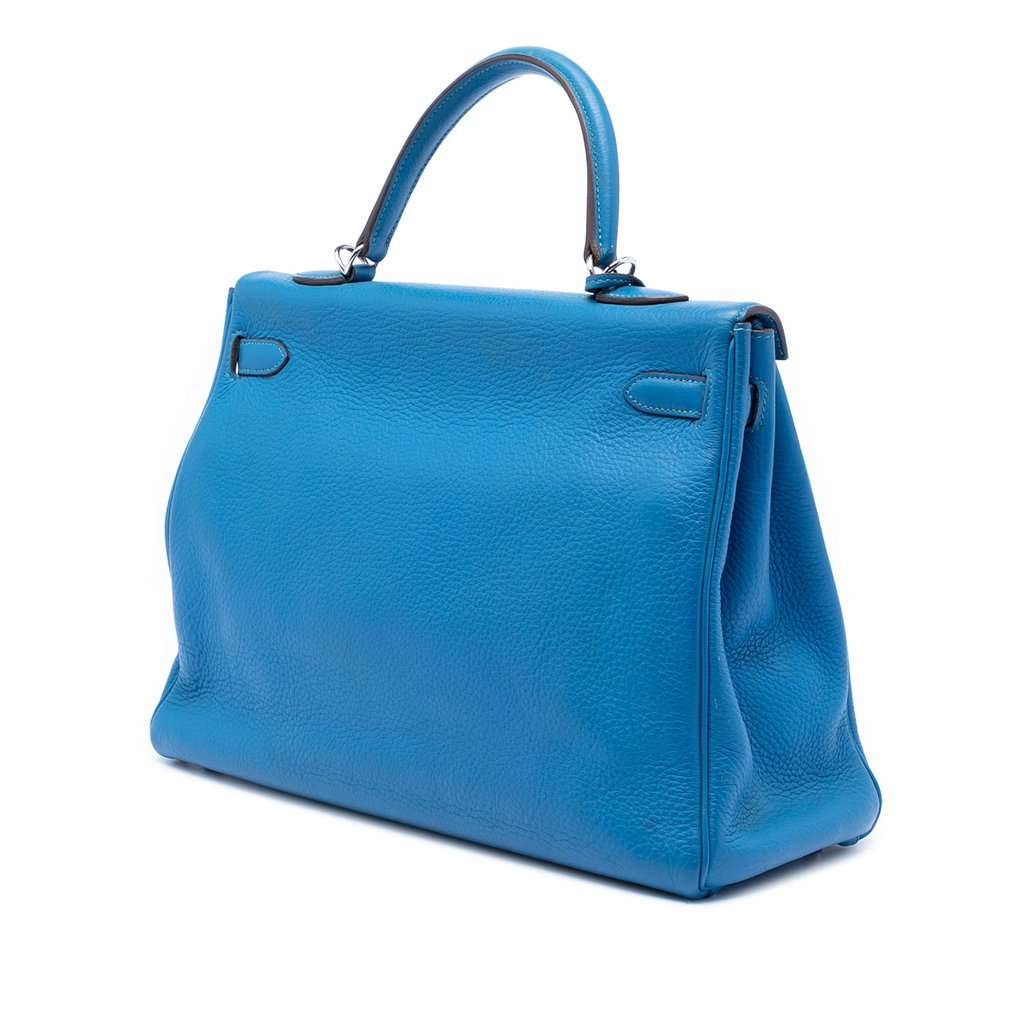 Hermès Togo Kelly II Retourne 35 Blue Leather Very good condition - Back View