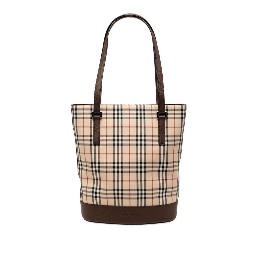 Burberry House Check Canvas Bucket Bag Beige Very good condition - Front View