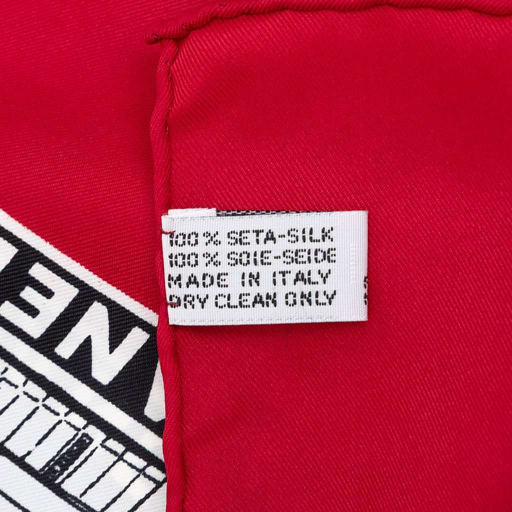 Chanel CC Logo Printed Silk Scarf 90 Red Very good condition - Back View