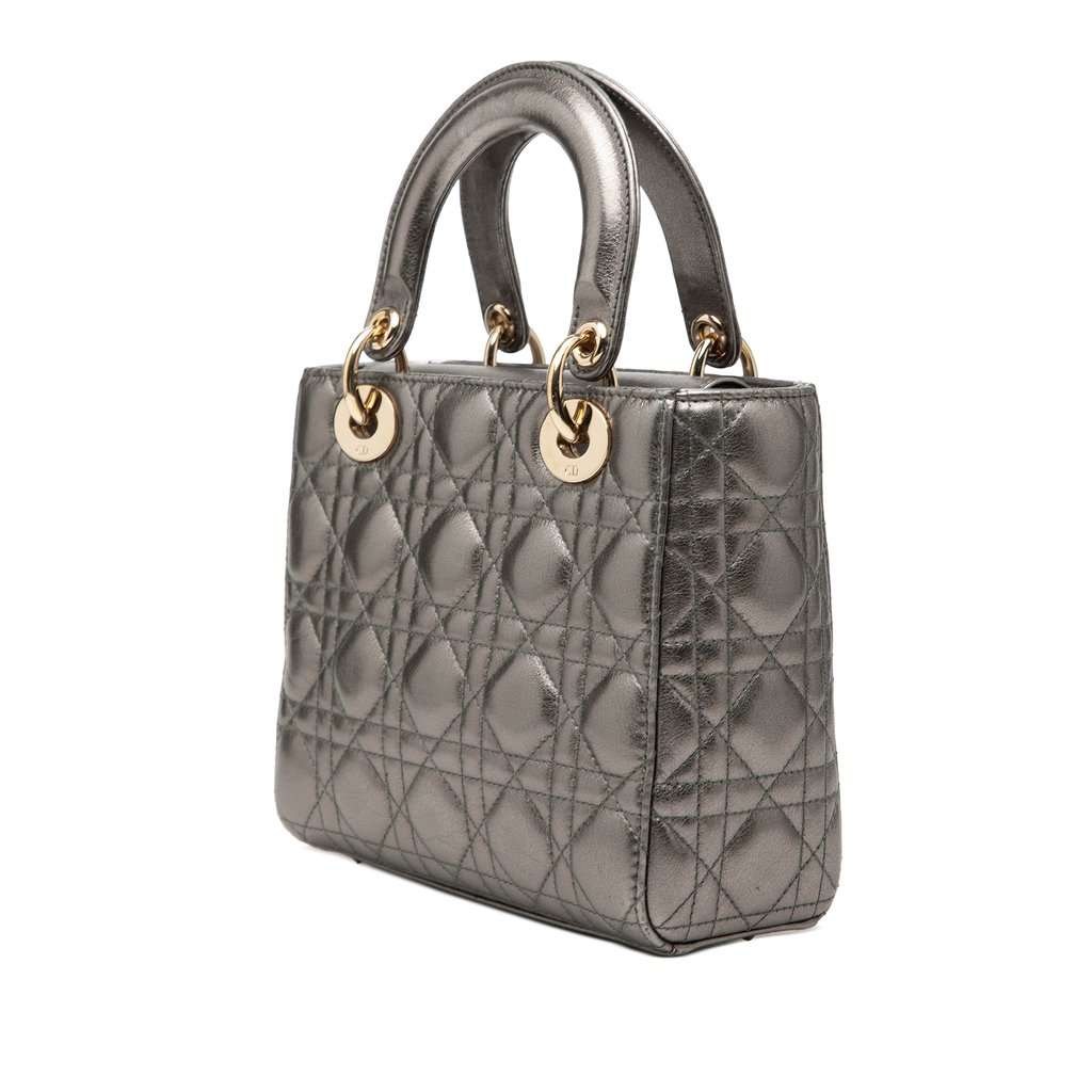 Dior Small Metallic Lambskin Cannage My ABCDior Lady Dior Green Leather Very good - Back View