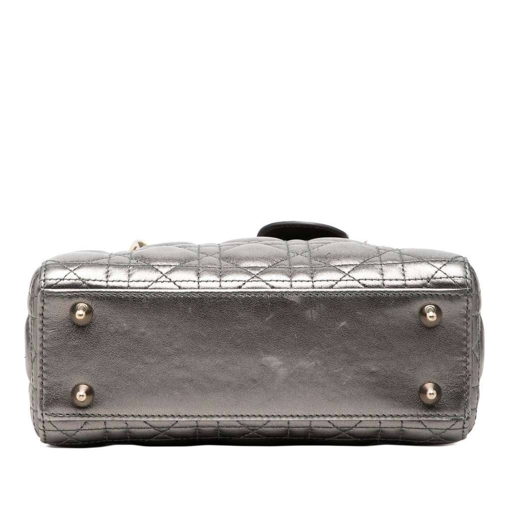 Dior Small Metallic Lambskin Cannage My ABCDior Lady Dior Green Leather Very good - Inside View