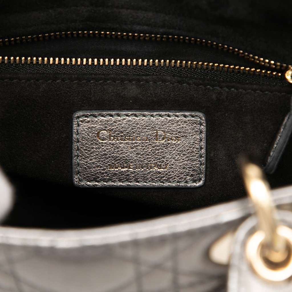 Dior Small Metallic Lambskin Cannage My ABCDior Lady Dior Green Leather Very good - Box View