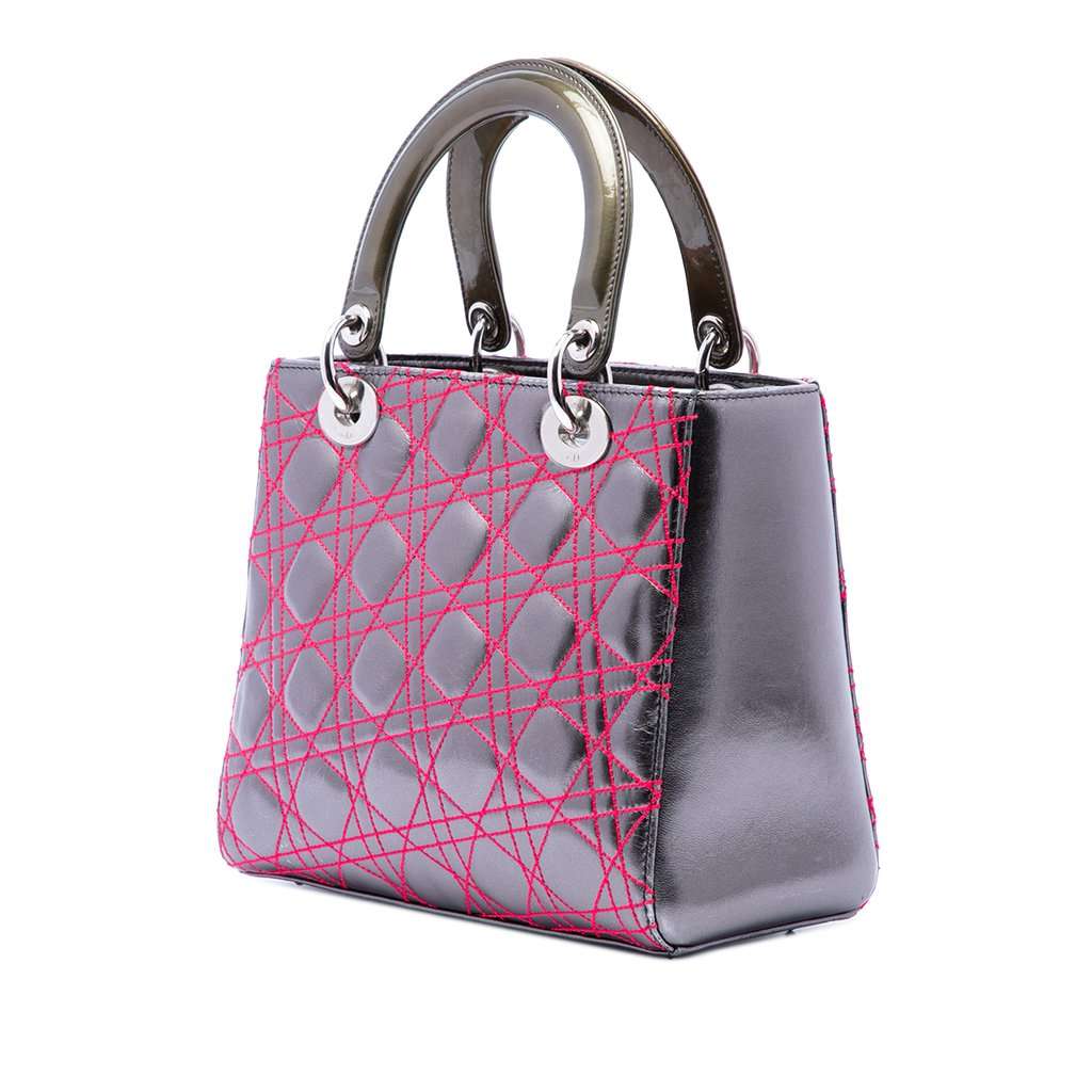 Dior Anselm Reyle Medium Metallic Lambskin Cannage Lady Dior MultiColor Leather Very good - Back View