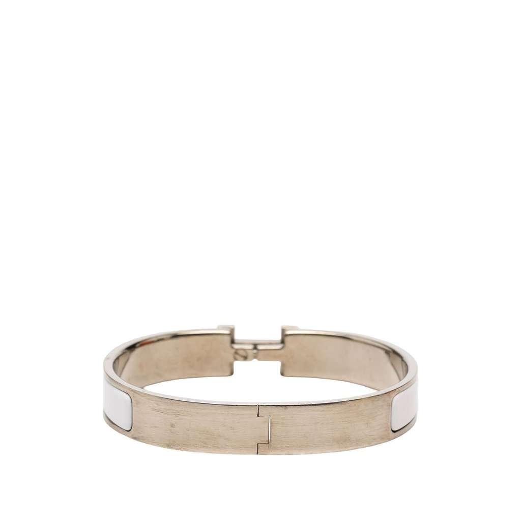 Hermès Narrow Enamel Clic H Bracelet GM White Very good condition - Inside View