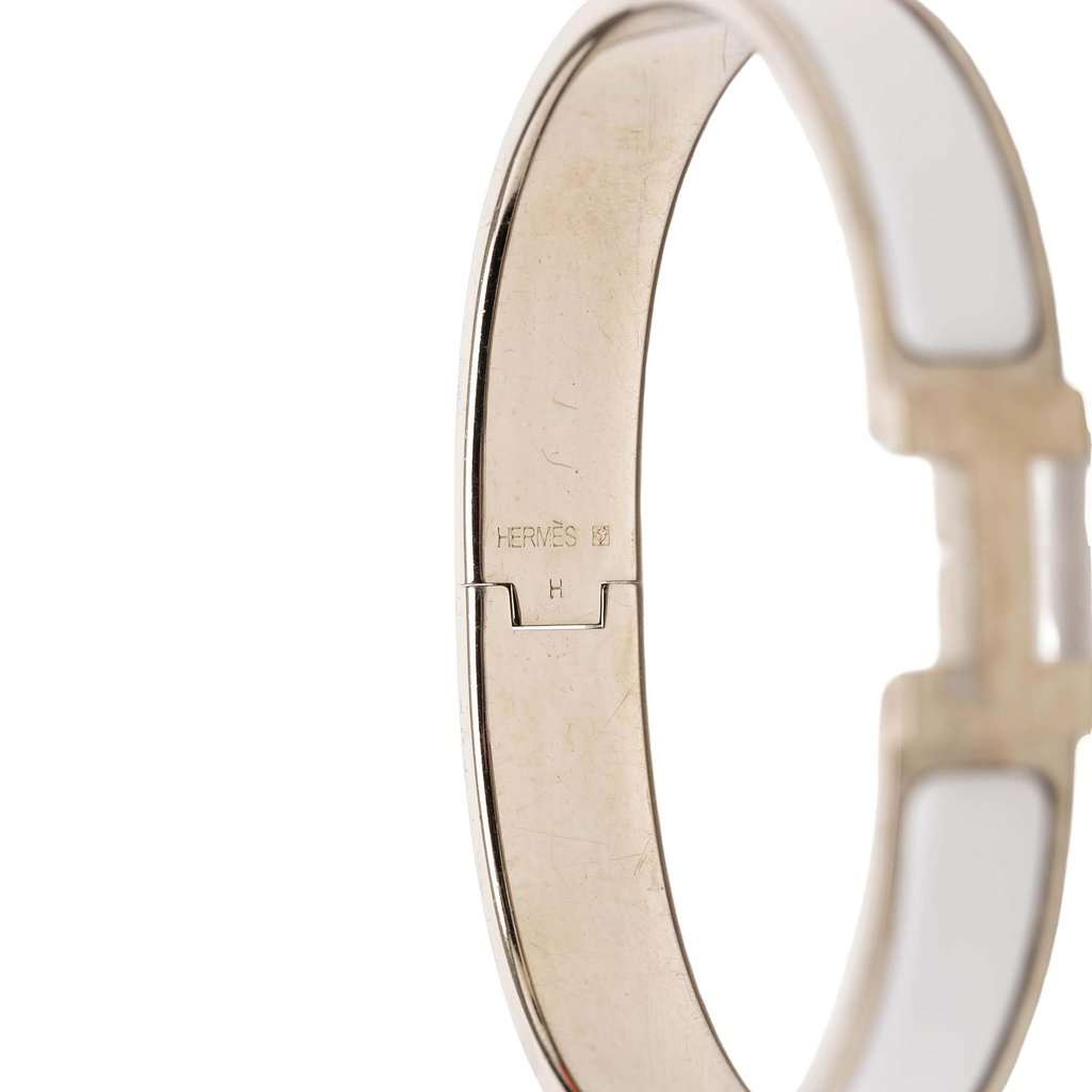 Hermès Narrow Enamel Clic H Bracelet GM White Very good condition - Model View