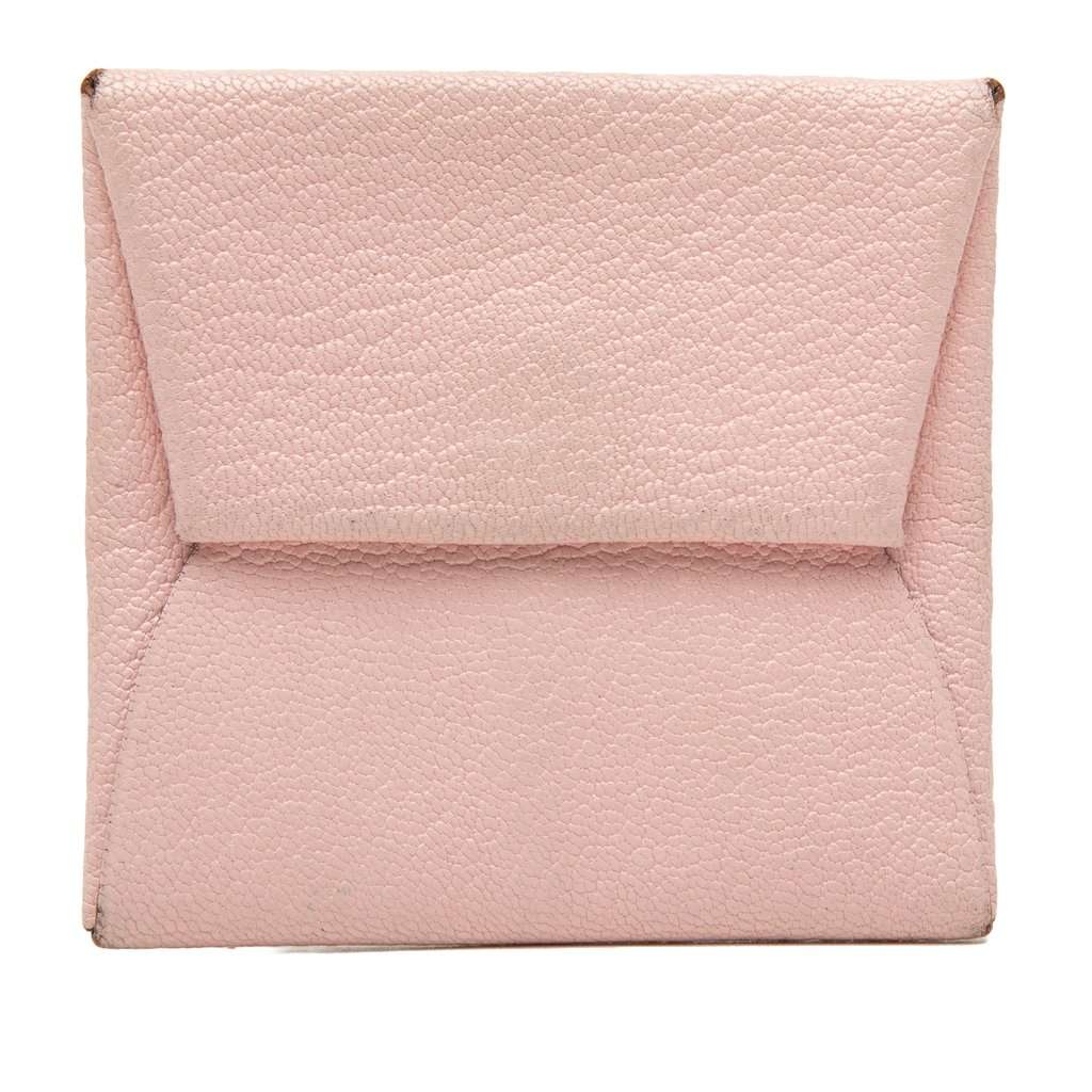 Hermès Chevre Mysore Bastia Coin Pouch Pink Leather Very good condition - Front View