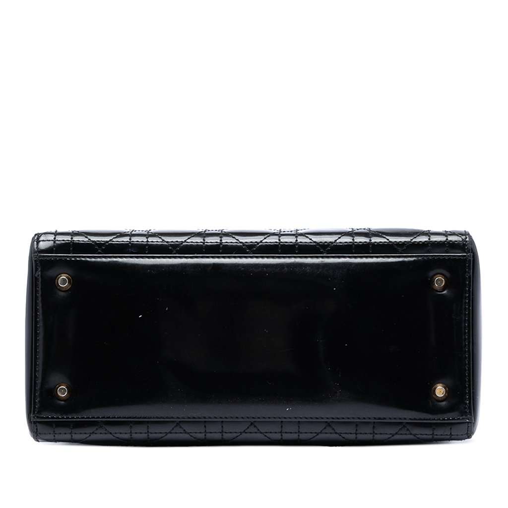 Dior Medium Patent Cannage Lady Dior Black Leather Very good condition - Inside View