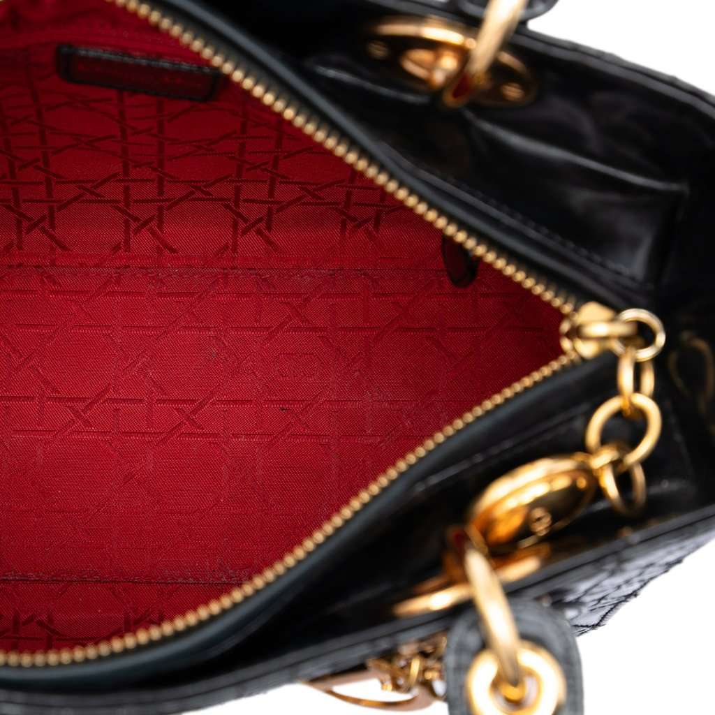 Dior Medium Patent Cannage Lady Dior Black Leather Very good condition - Model View