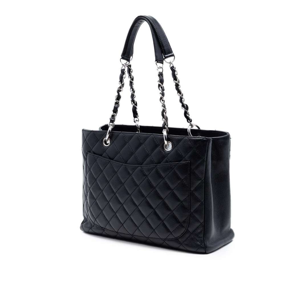 Chanel Caviar Grand Shopping Tote Black Leather Very good - Back View