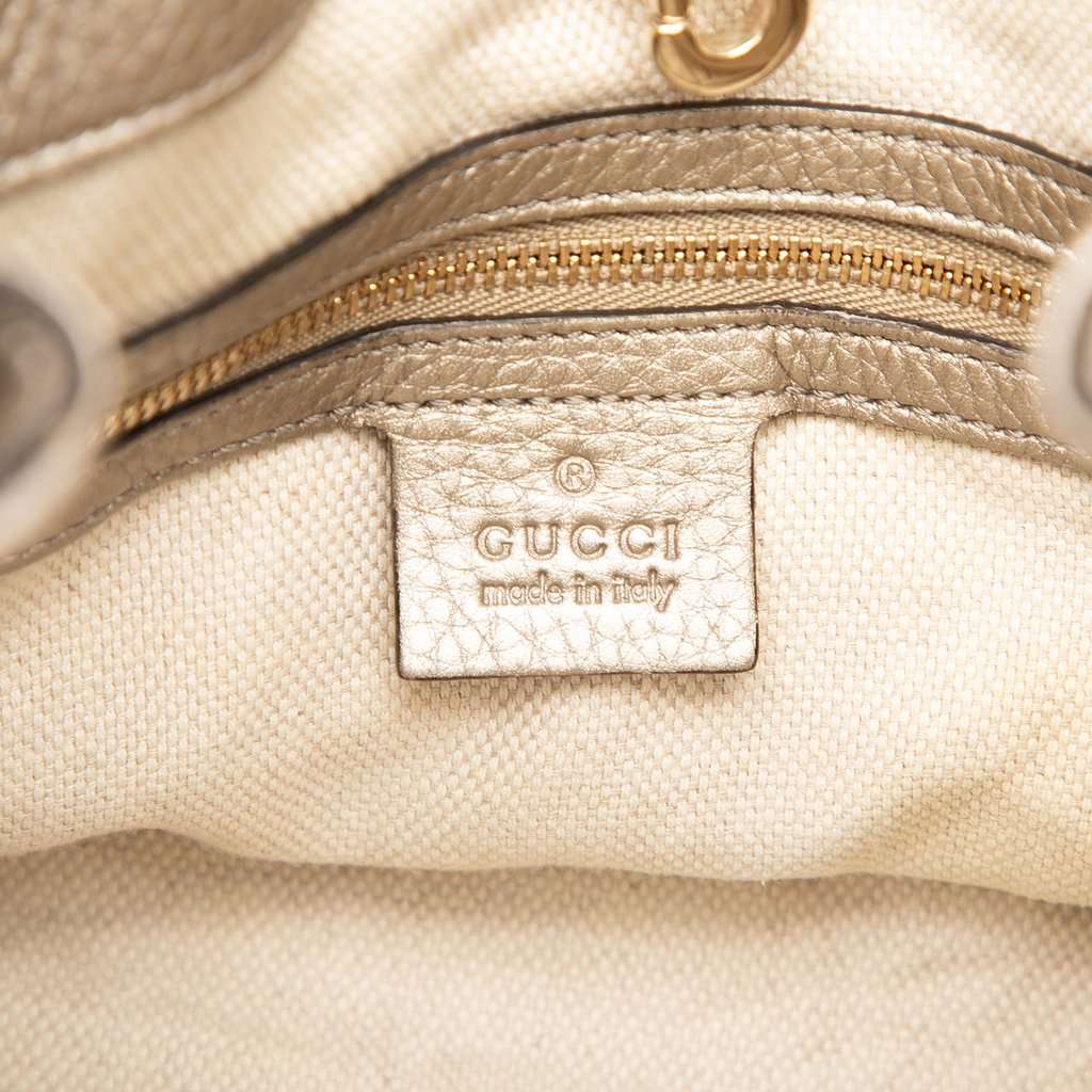 Gucci Medium Metallic Calfskin Soho Chain Tote Gold Leather Very good condition - Box View