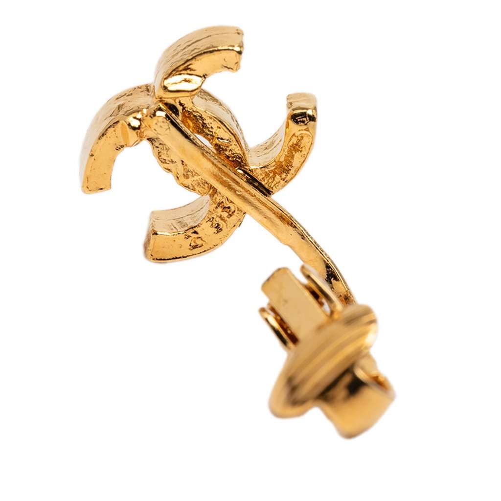 Chanel CC Gold Plated Clip On Earrings Gold Metal Very good - Inside View