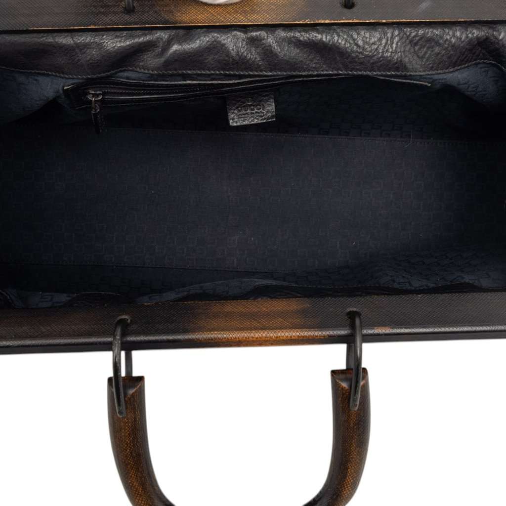 Gucci Calfskin Wood Frame Handbag Black Leather Very good condition - Model View