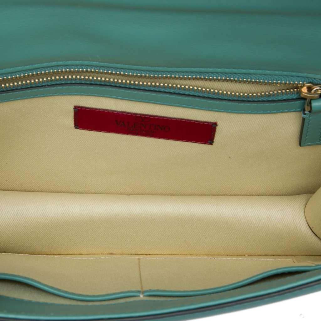 Valentino Medium Leather Rockstud Glam Lock Crossbody Blue Leather Very good condition - Model View