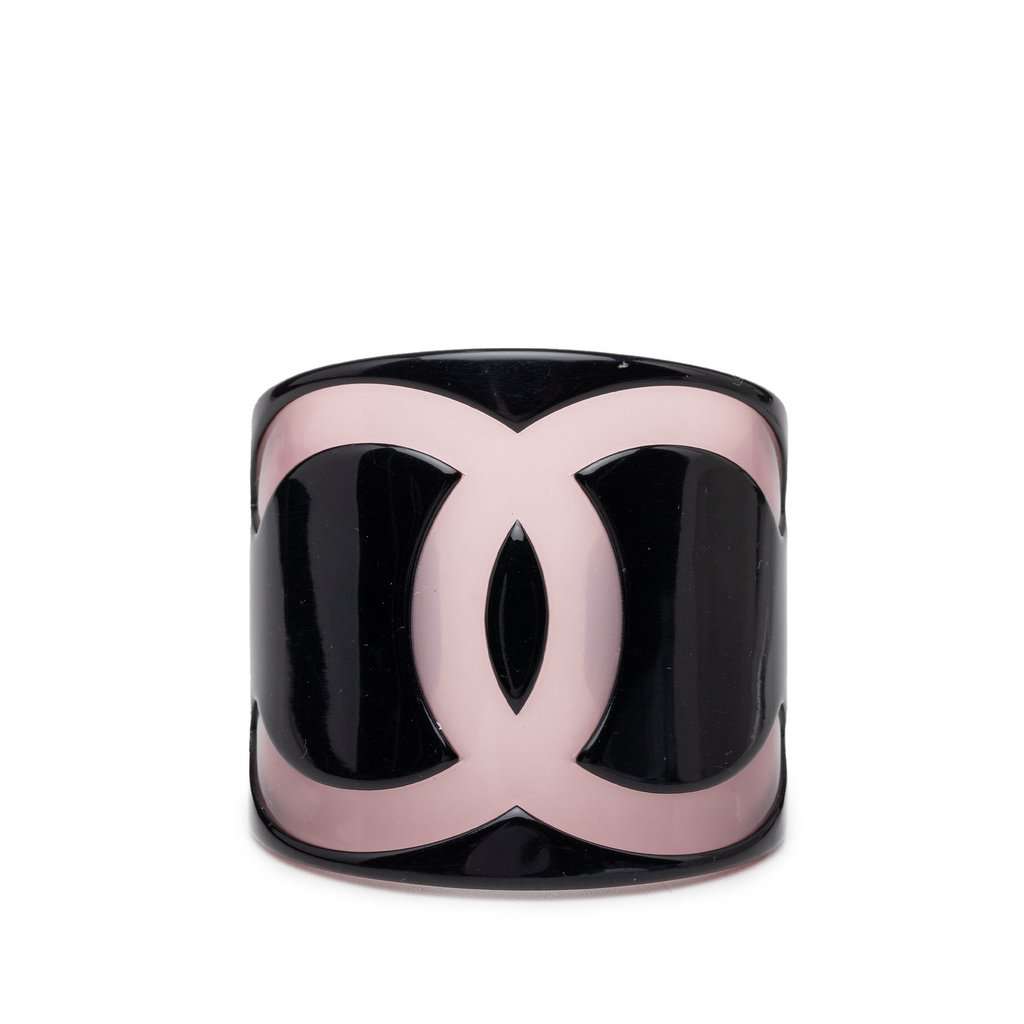Chanel CC Resin Bangle Black Plastic Very good condition - Front View