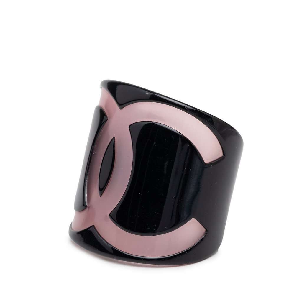 Chanel CC Resin Bangle Black Plastic Very good condition - Back View