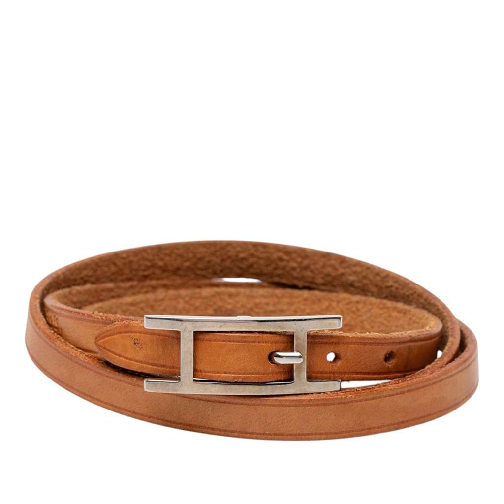 Hermès Swift Hapi 3 MM Triple Tour Bracelet Brown Leather Very good condition - Front View