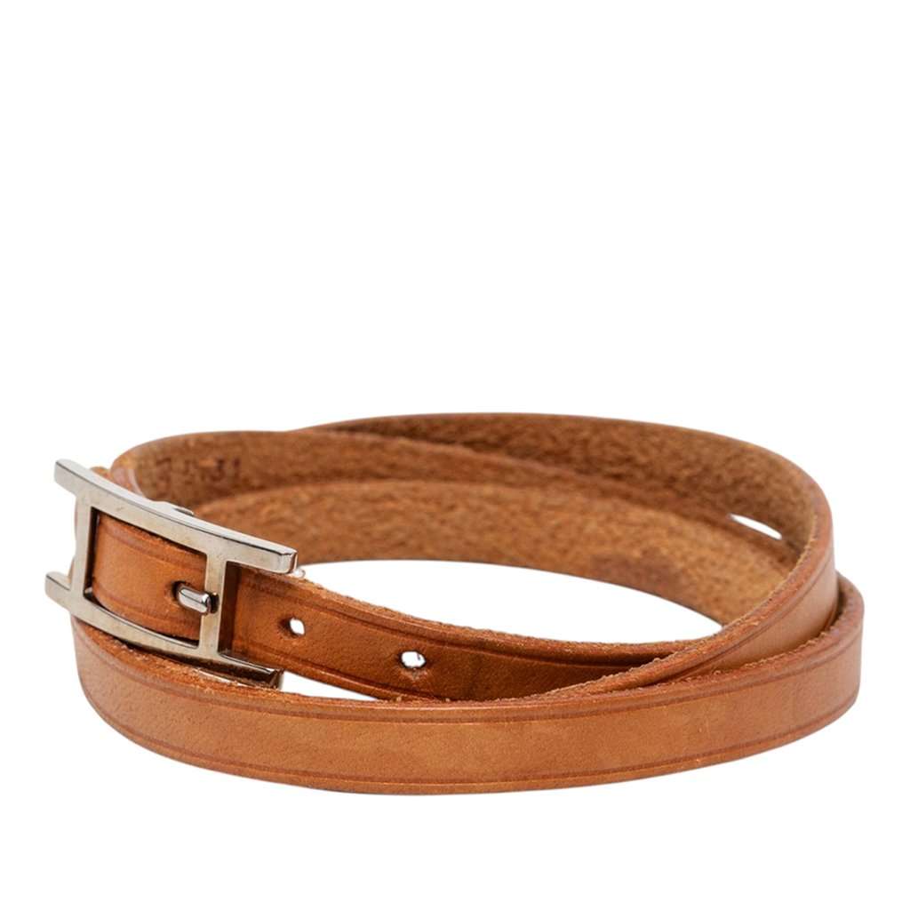 Hermès Swift Hapi 3 MM Triple Tour Bracelet Brown Leather Very good condition - Back View
