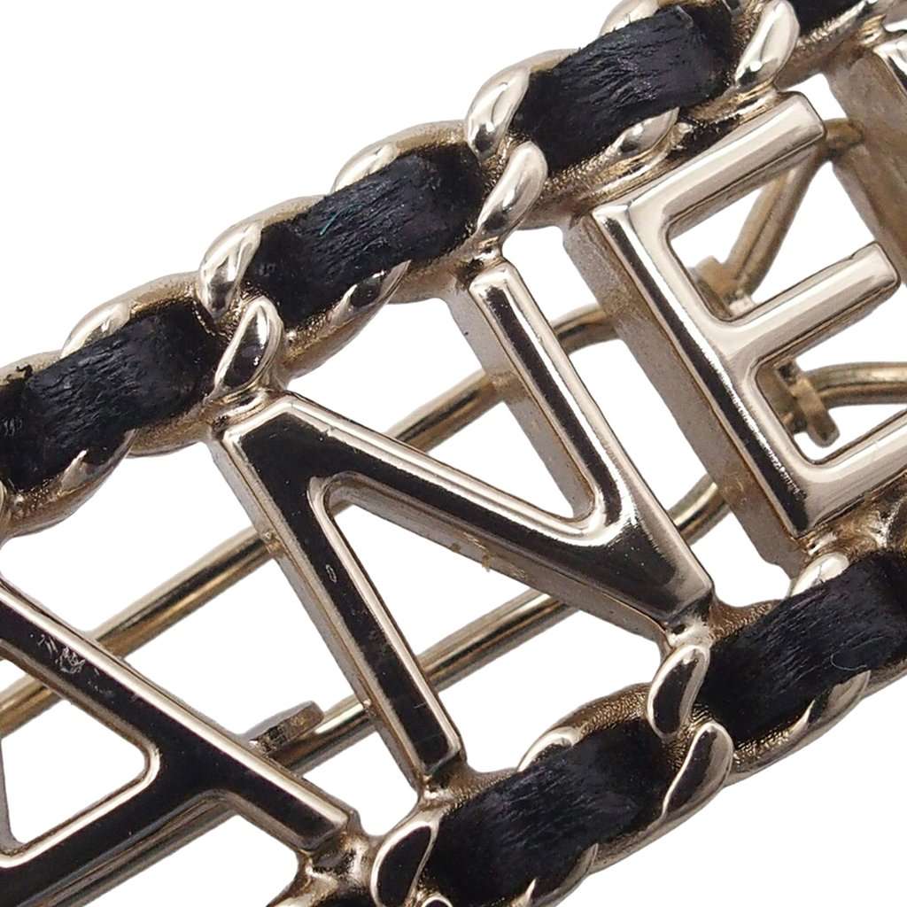 Chanel Gold Plated Lambskin Allure Logo Hair Clip Gold Metal Very good - Box View