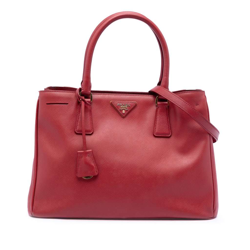 Prada Medium Saffiano Lux Galleria Satchel Red Leather Very good - Front View