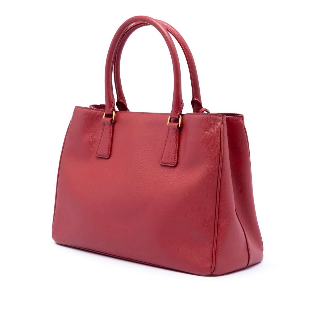 Prada Medium Saffiano Lux Galleria Satchel Red Leather Very good - Back View