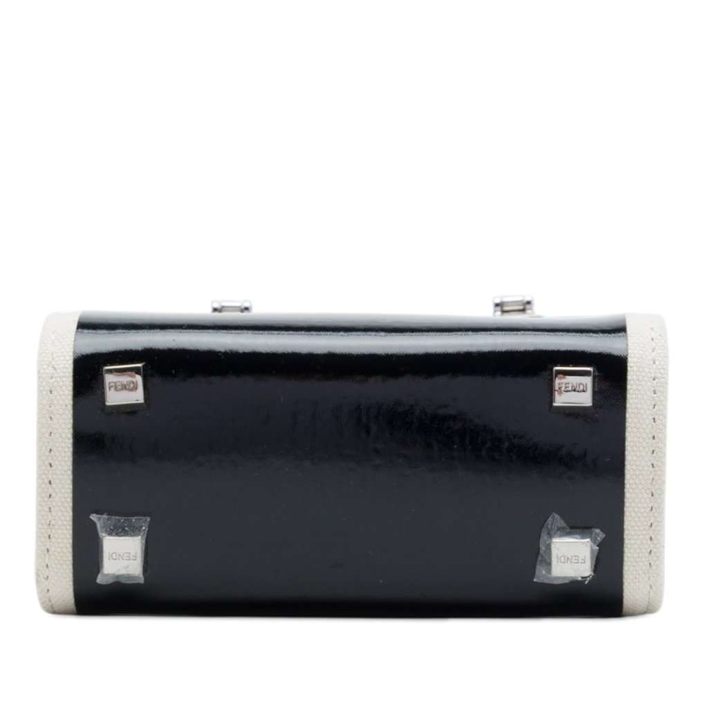 Fendi Mini Patent and Canvas Sunshine Shopper Tote Black Leather Very good - Inside View
