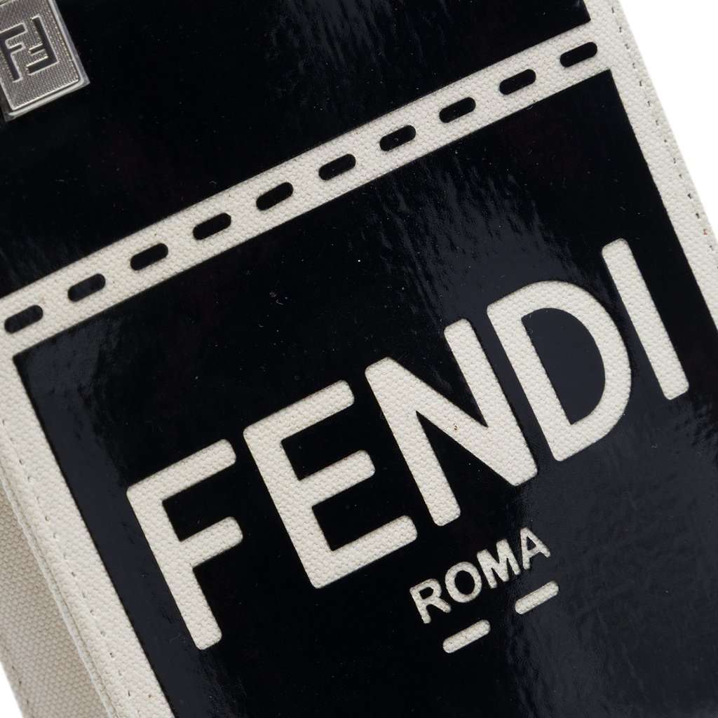 Fendi Mini Patent and Canvas Sunshine Shopper Tote Black Leather Very good - Box View