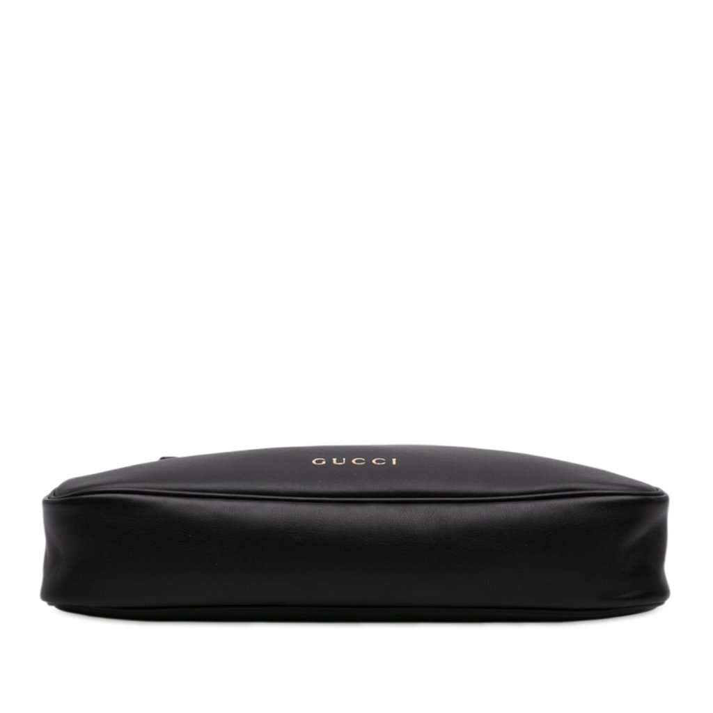 Gucci Medium Calfskin GG Emblem Shoulder Bag Black Leather Very good - Inside View
