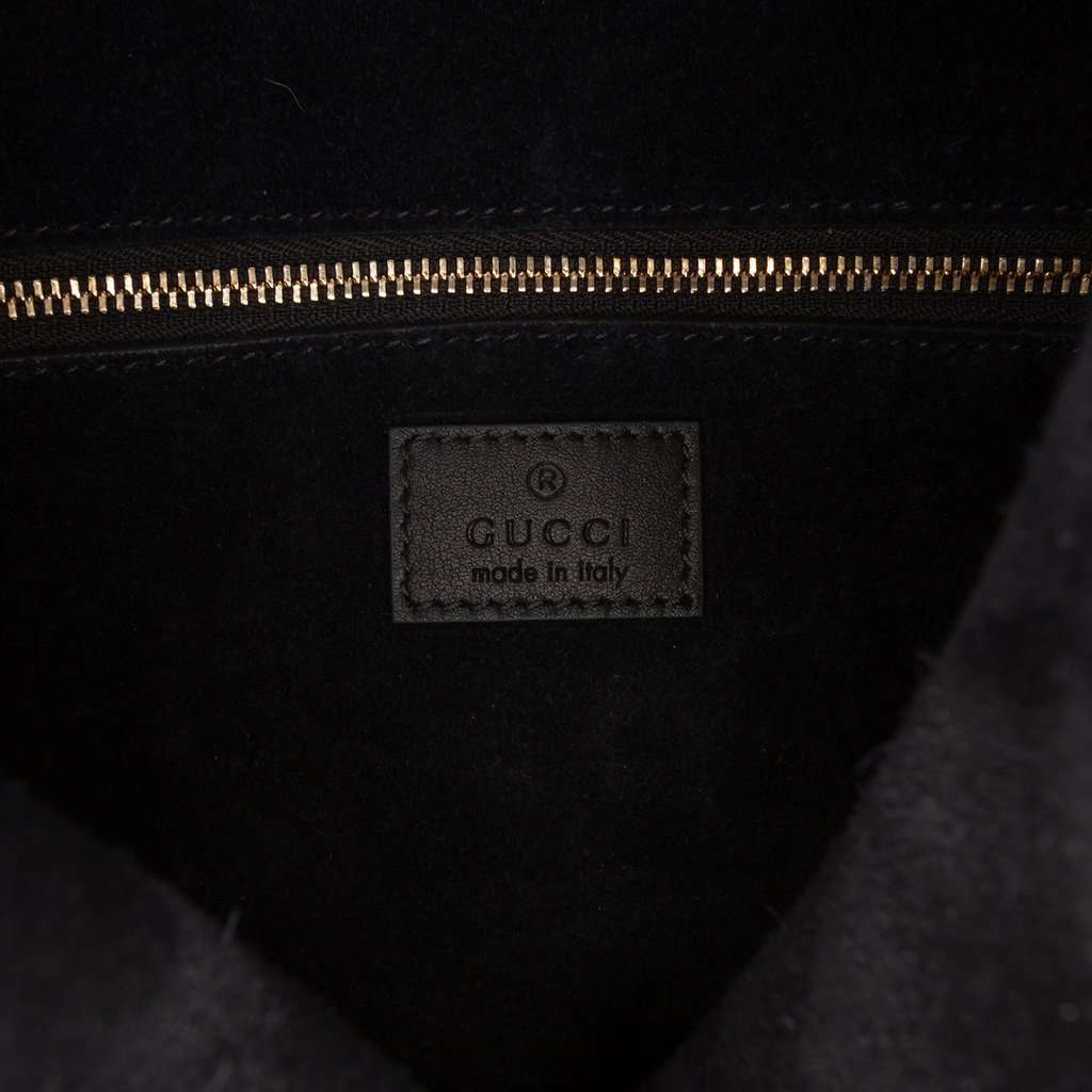 Gucci Medium Calfskin GG Emblem Shoulder Bag Black Leather Very good - Box View
