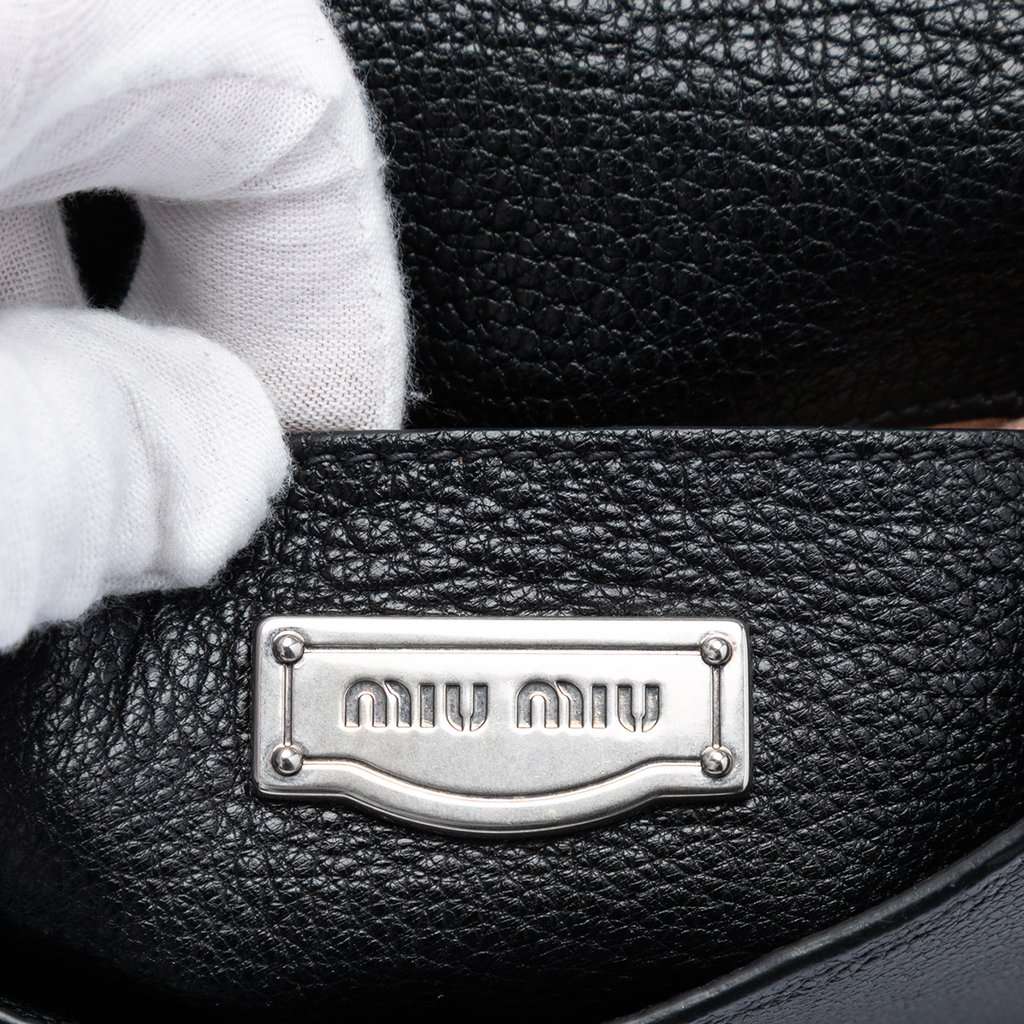 Miu Miu Goatskin Madras Floral Embossed Crossbody Black Leather Very good - Box View