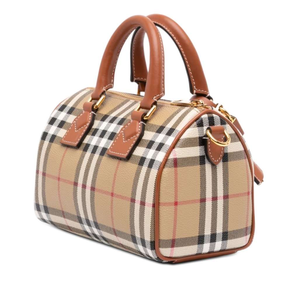 Burberry Mini House Check Coated Canvas Bowling Bag Brown Very good - Back View