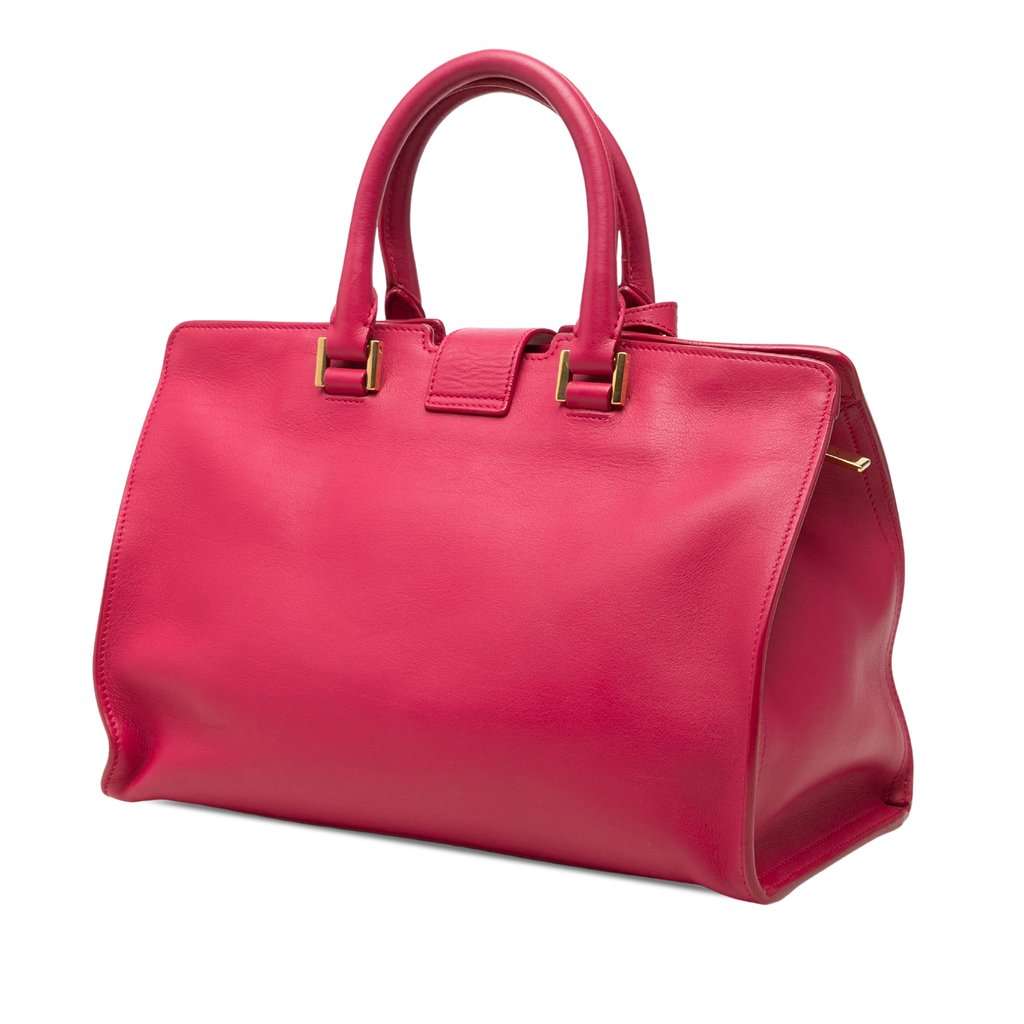 Saint Laurent Small Calfskin Cabas Chyc Satchel Pink Leather Very good - Back View